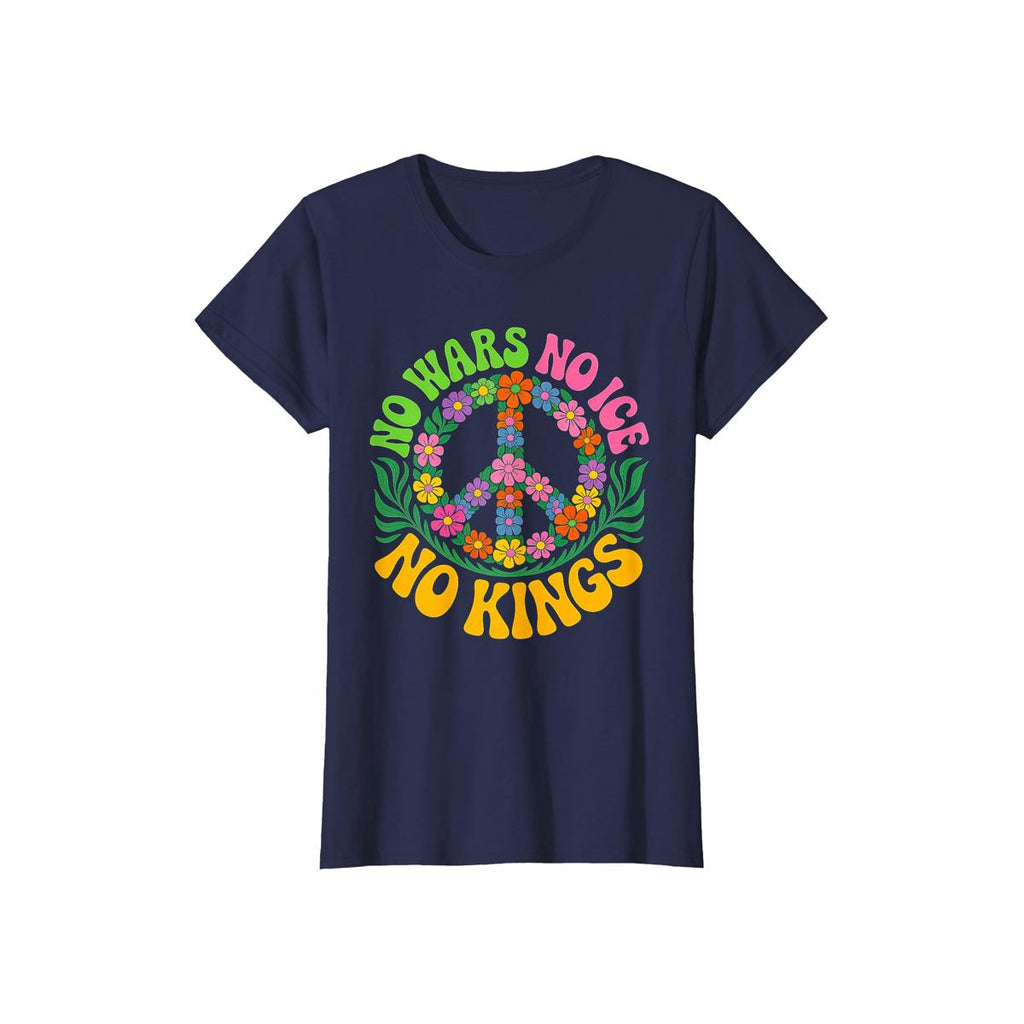 No Wars No ICE No Kings Retro Vintage Floral Ladies’ Crewneck T-Shirt