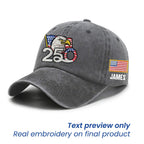 Personalized 250th Anniversary Washed Cap with Embroidered American Flag