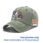 Personalized 250th Anniversary Washed Cap with Embroidered American Flag